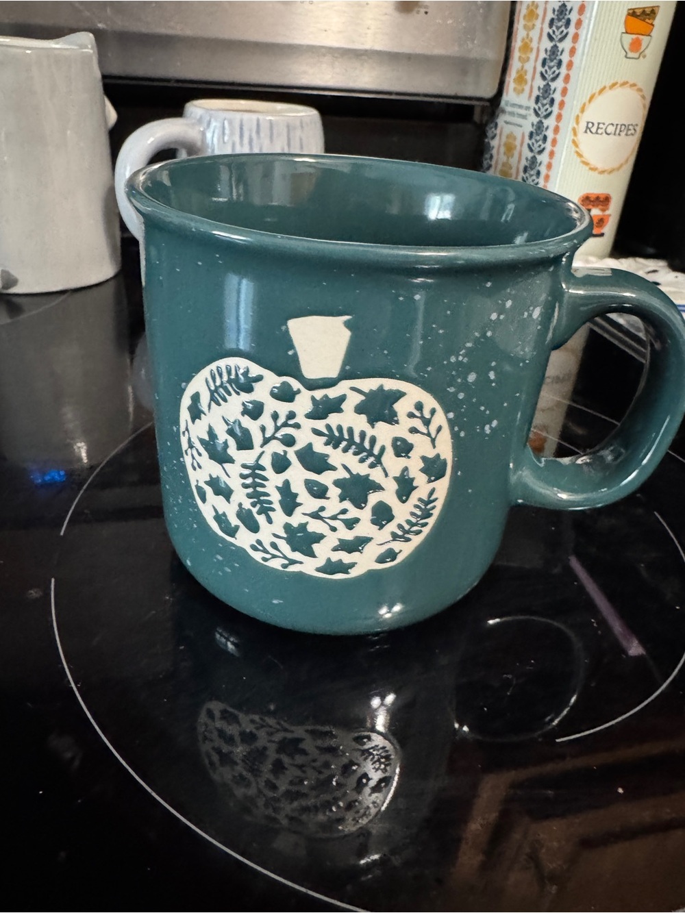 Teal Ceramic pumpkin leaf Accent Mug - Home Dining